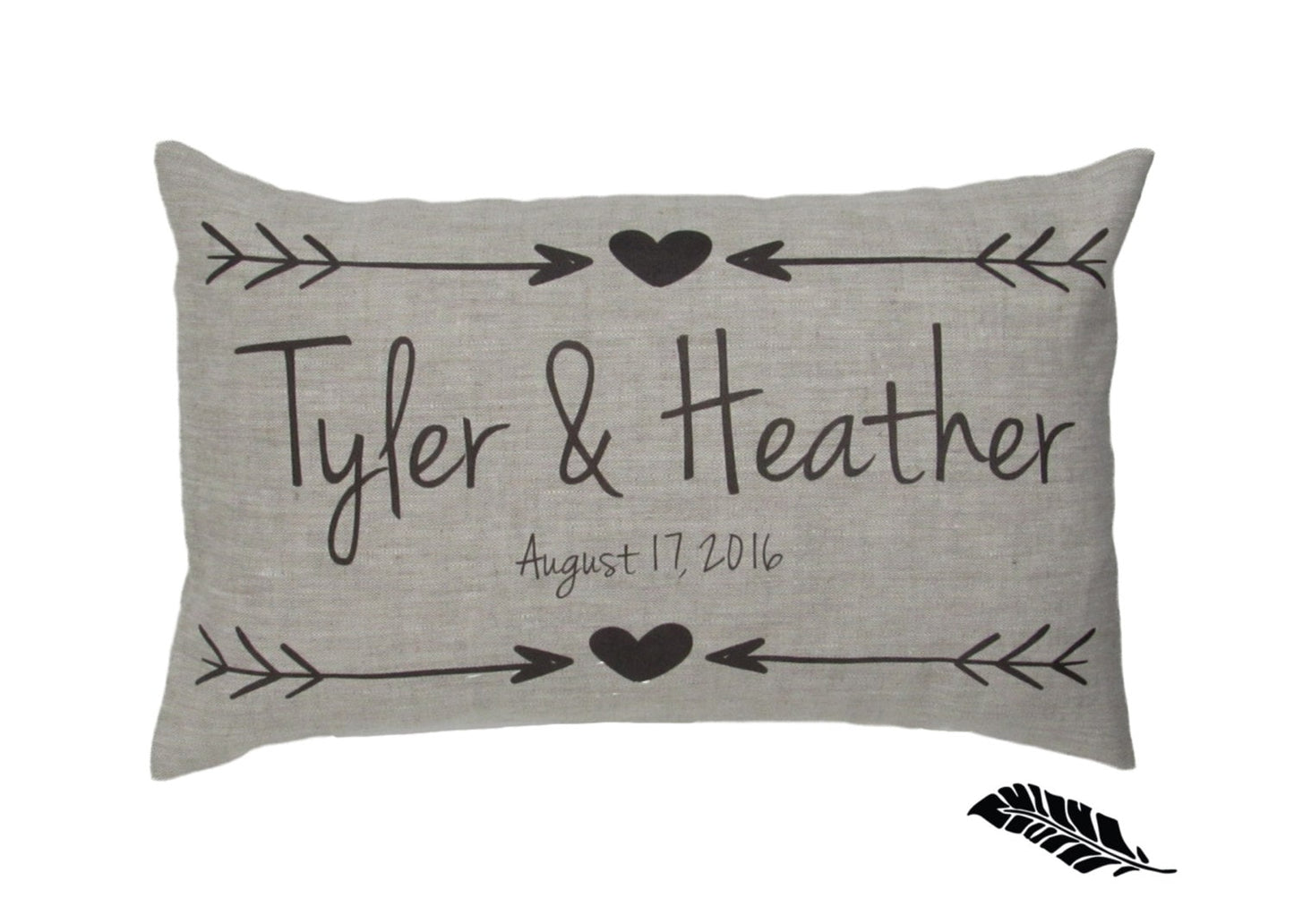 Hearts and Arrows pillow Couples name pillow wedding gift anniversary gift custom name and date - housewarming rustic linen or cotton