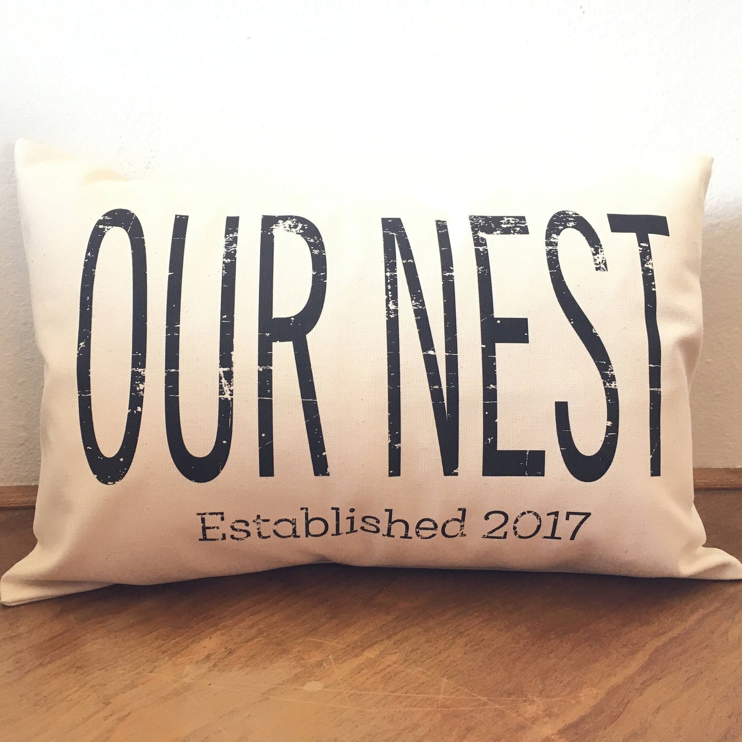 Our Nest Pillow | Personalized Pillow | Rustic Decor | Lumbar Pillow | Rustic Decor Ideas | Handmade Pillow | Linen Pillow | new house gift