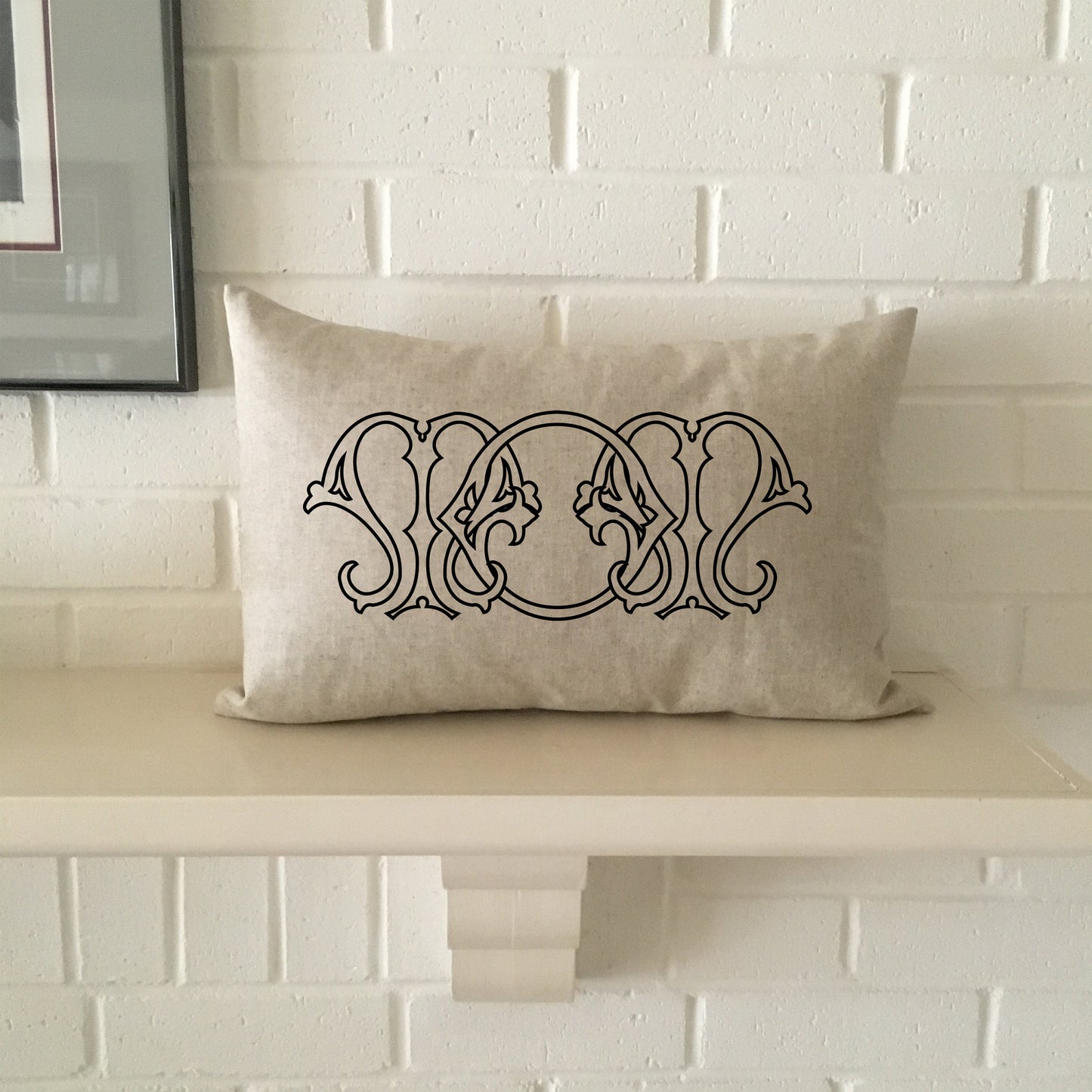 MOM Mother's day gift pillow, in French Monogram Style with interlocking letters