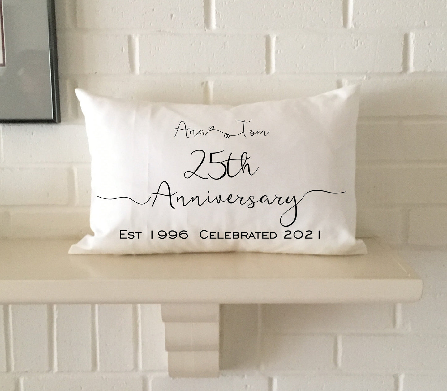 Wedding anniversary gift, 25th anniversary, 10th anniversary, 50th anniversary, 5th anniversary, personalized date pillow