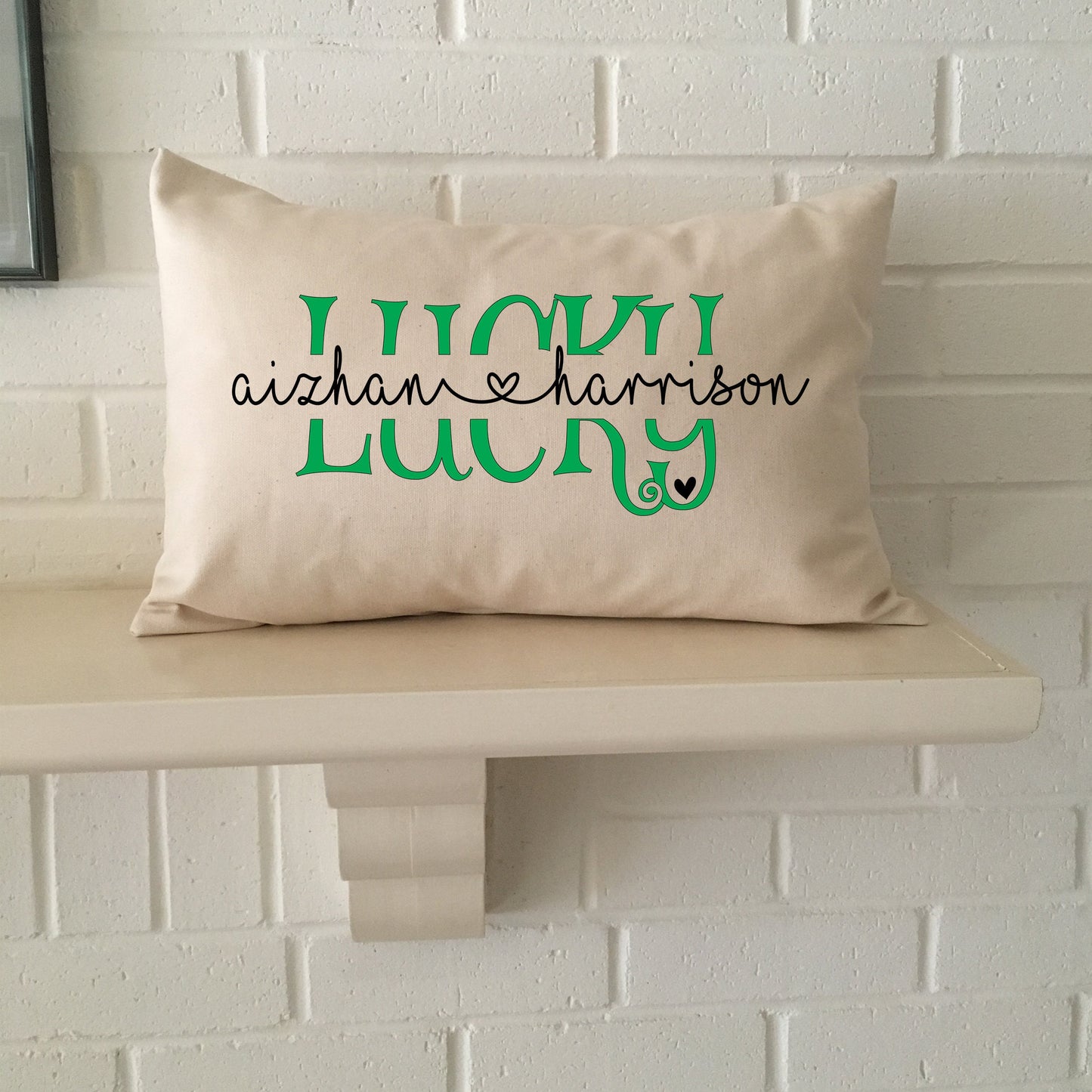 Personalized family St Patrick Day pillow, Irish decor for your St Paddy's home in pure cotton or pure linen for authentic quality and style