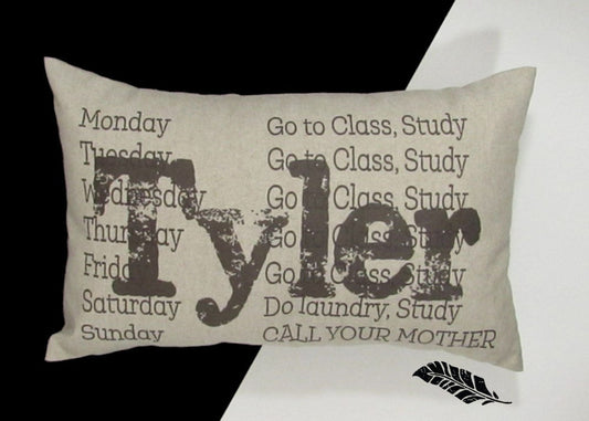 CALL YOUR MOTHER dorm off to college, Personalized pillow