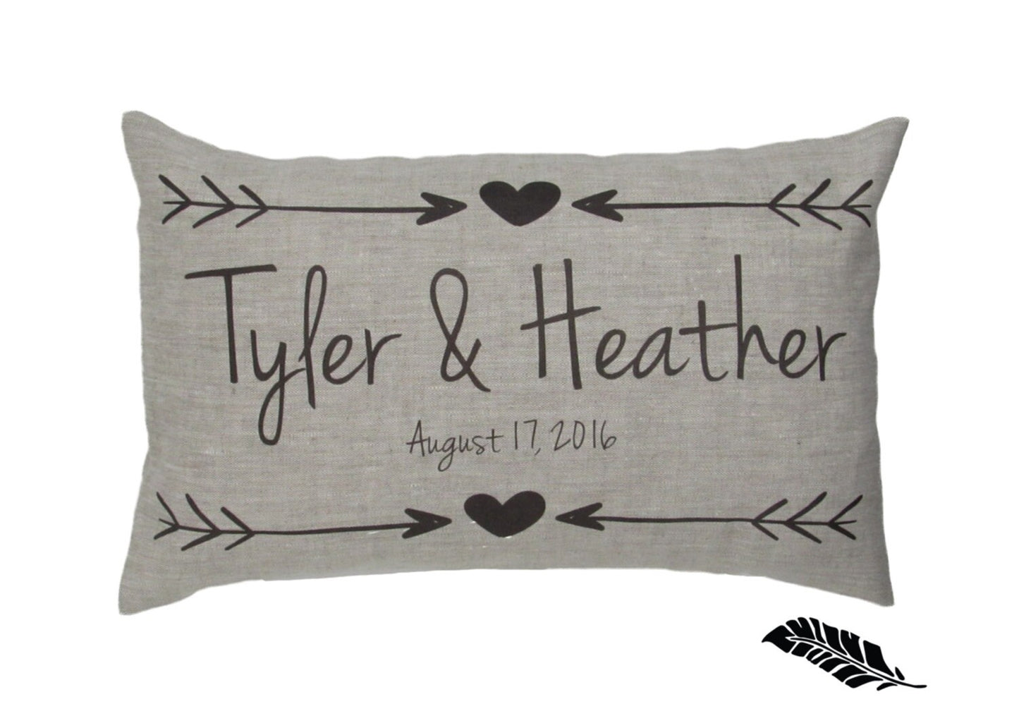 Bridal shower gift pillow wedding gift personalized couples names and special date with optional note