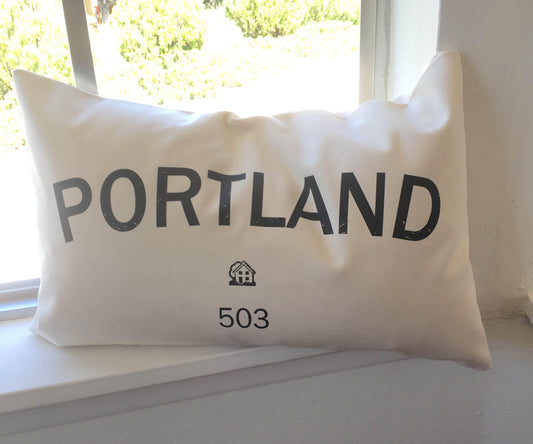 AREA CODE pillow, City pillow, lumbar pillow, personalized