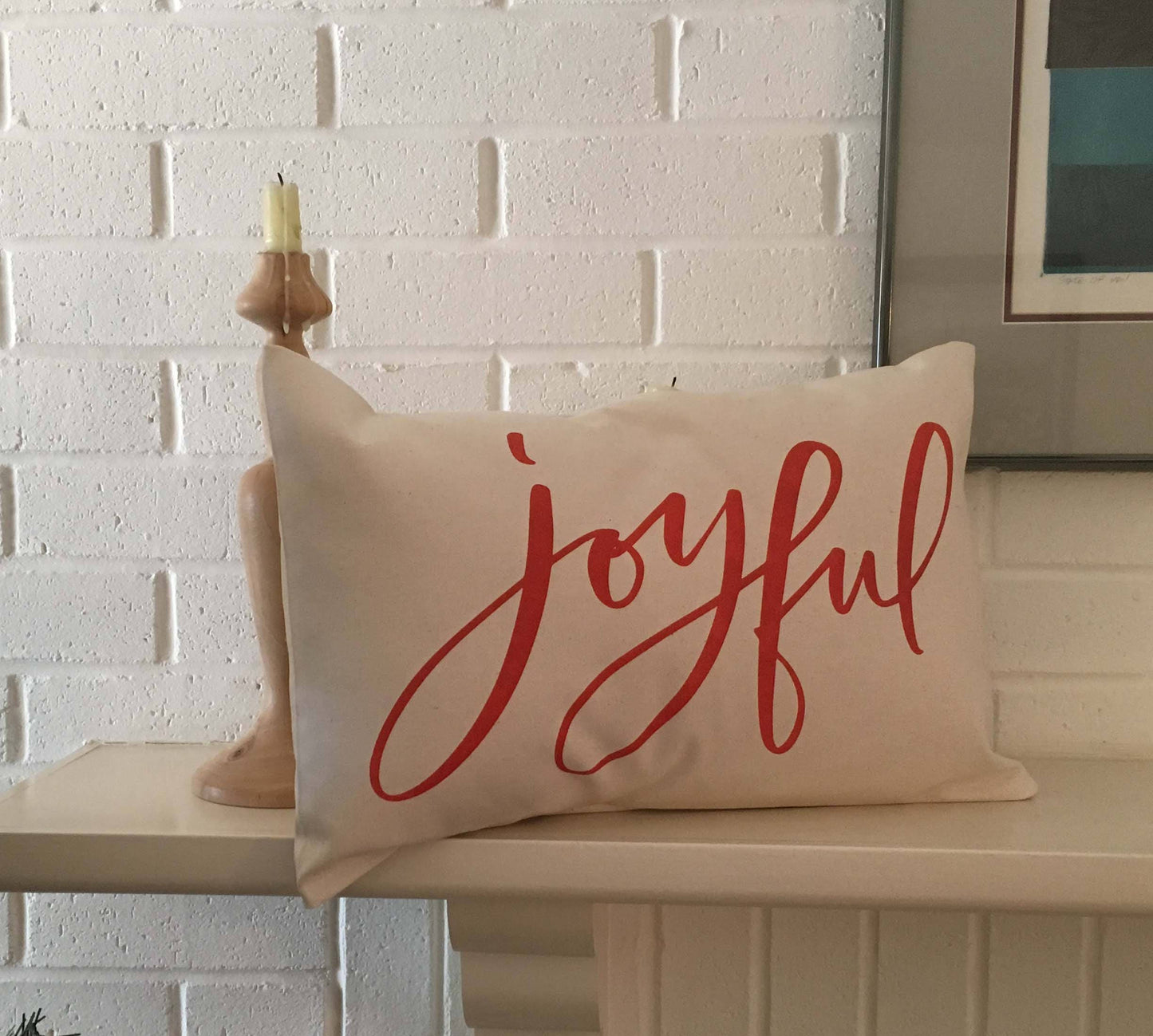 JOYFUL pillow hostess gift Christmas decor Holiday Pillow  word pillow throw pillow Farmhouse pillow Natural Cotton