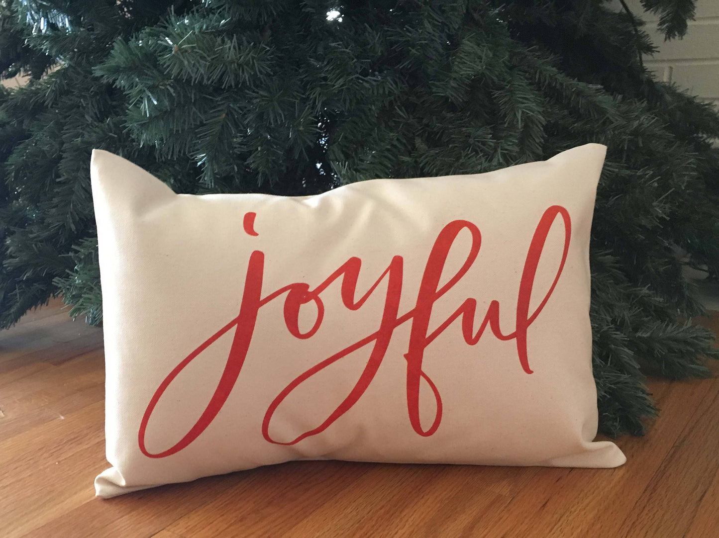 JOYFUL pillow hostess gift Christmas decor Holiday Pillow  word pillow throw pillow Farmhouse pillow Natural Cotton