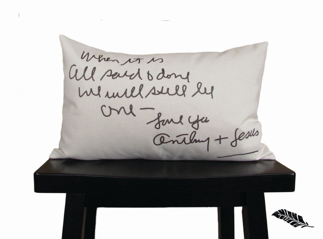 CHILDS HANDWRITING pillow keepsake