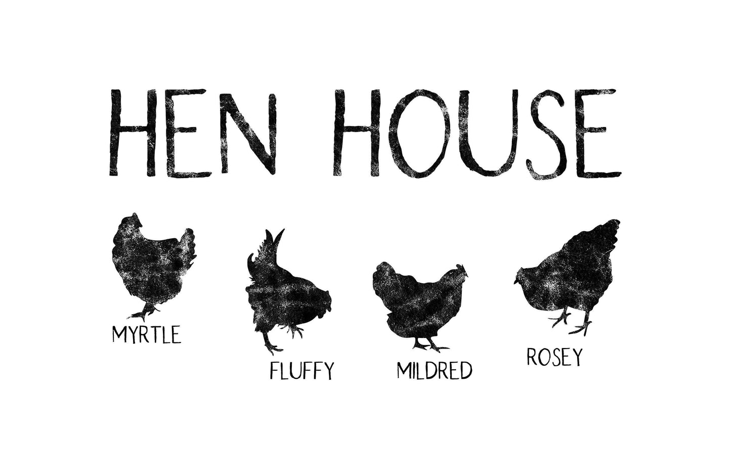 Hen House pillow personalized with chicken names