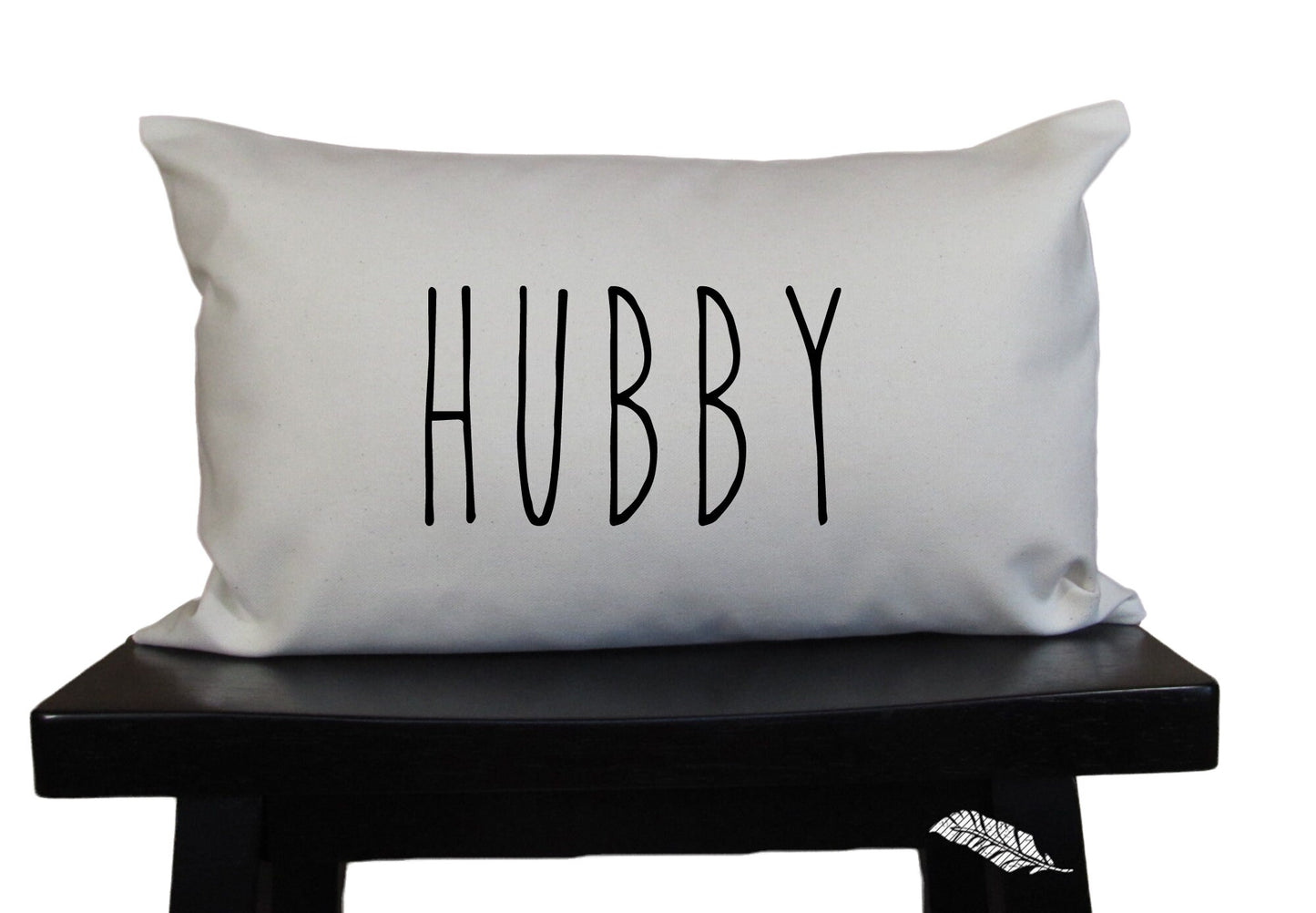 hubby throw pillow newlywed or retirement home decor in rustic cotton or linen matching wifey pillow also available