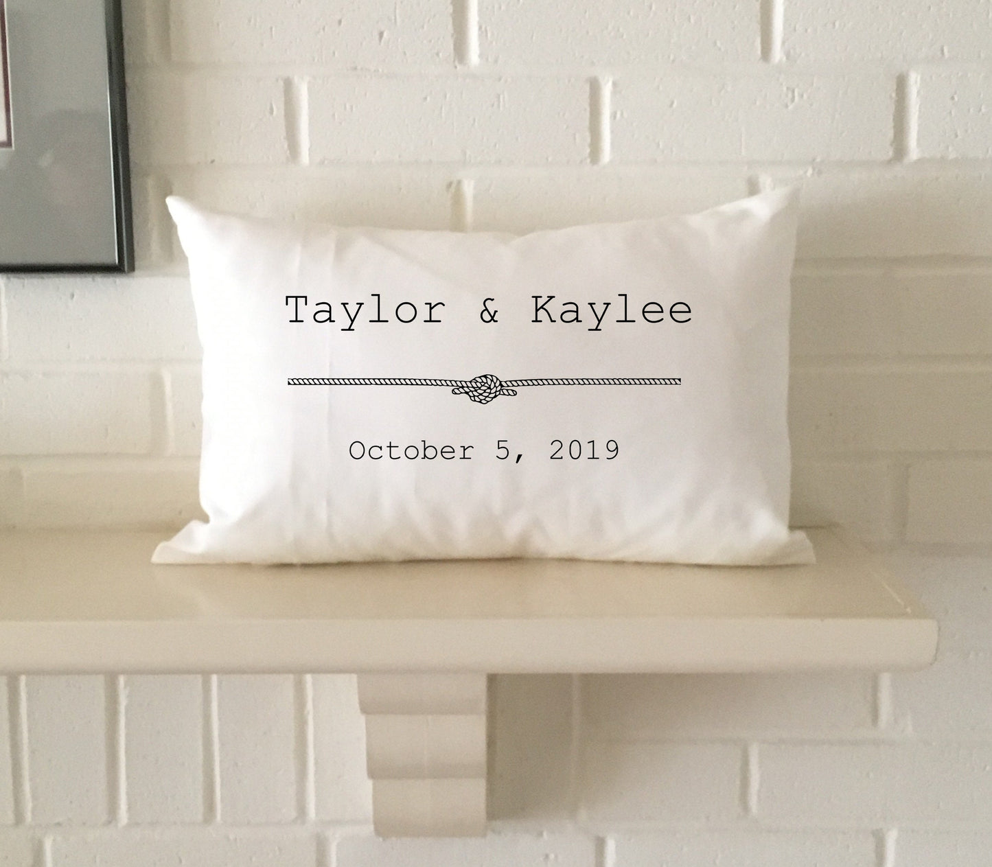 Wedding gift pillow bridal shower personalized couples names and special date with optional note