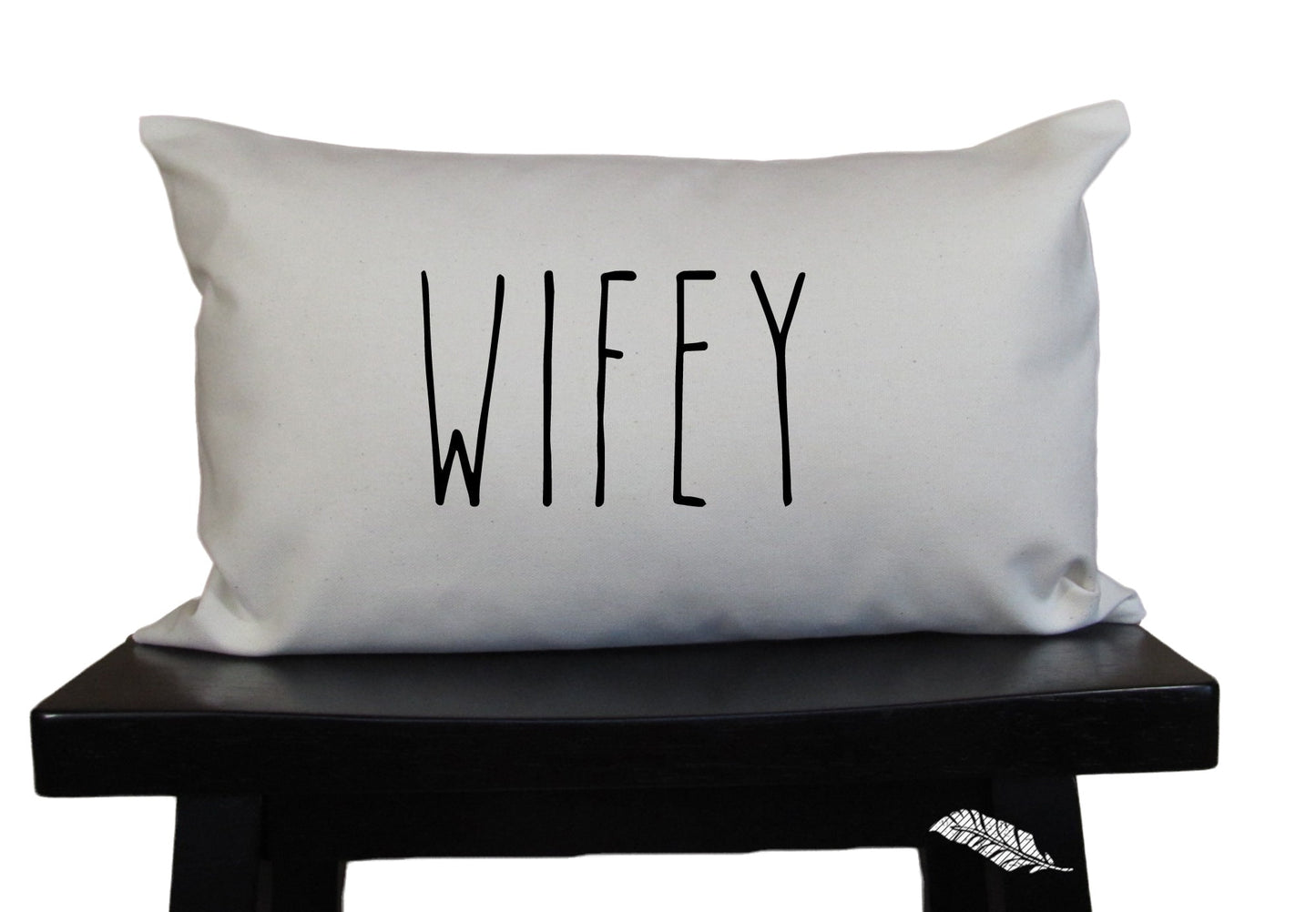 wifey throw pillow newlywed or second anniversary in rustic cotton, 4th anniversary in linen,  matching hubby pillow also available