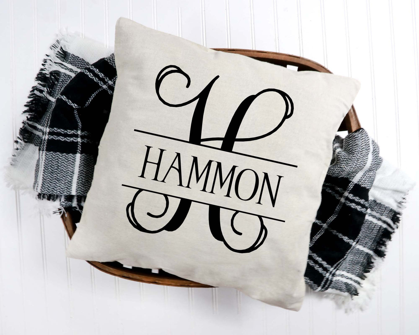 Monogram Pillow Split vine with name Includes pillow!