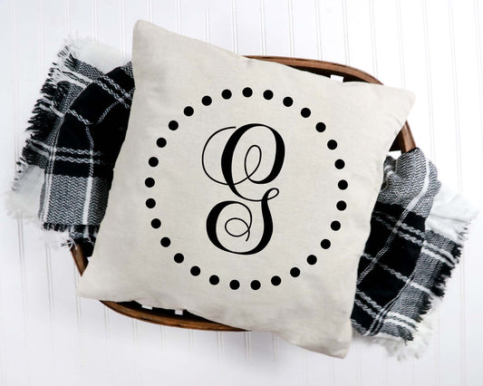 Monogram Pillow pearl dots