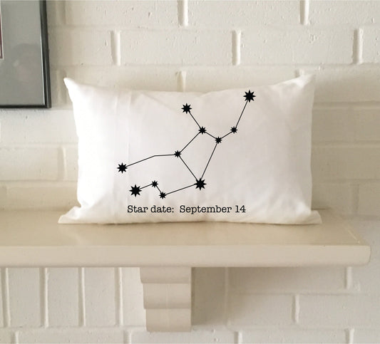 Personalized Virgo constellation map zodiac gift  pillow with birthday "star date" for boyfriend, girlfriend, son, daughter, or yourself!