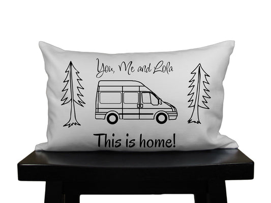 Personalized family Sprinter Van RV pillow This is home! Home is where we park it! camping pillow van decor. gift for happy van traveler