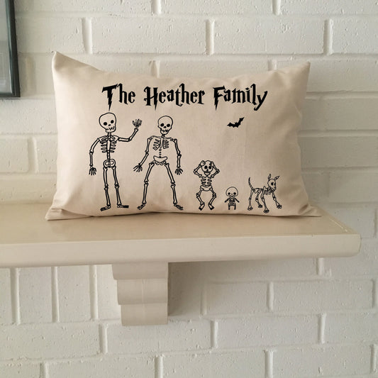 Spooky Spooktacular Personalized Halloween Decor Skeleton pillow, fall family gift, fun halloween decor