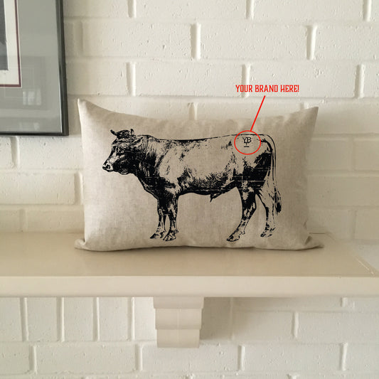 Bull pillow personalized with your brand for the cattle rancher