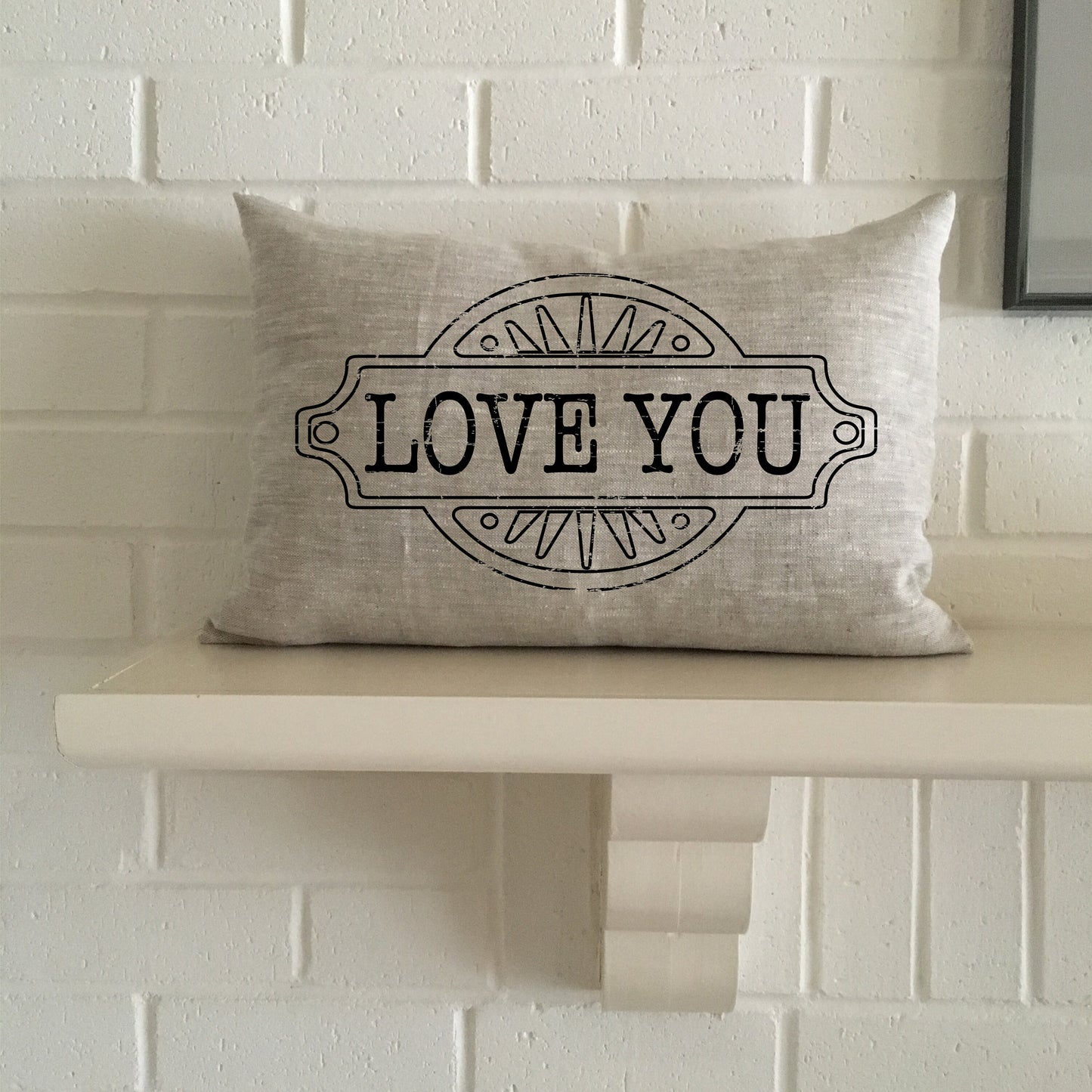 Miss You Sweetheart sayings pillow lightly distressed for your long distance valentine decor, in natural fibers cotton or linen