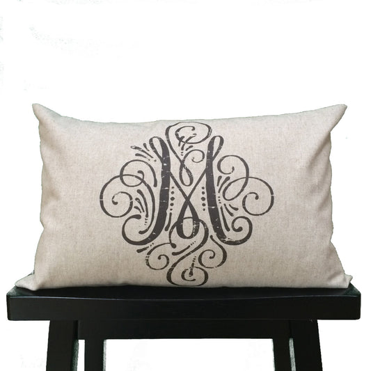 Personalized Monogram lumbar pillow with chic french style add your own flair to your bedroom or anywhere you want to make your own